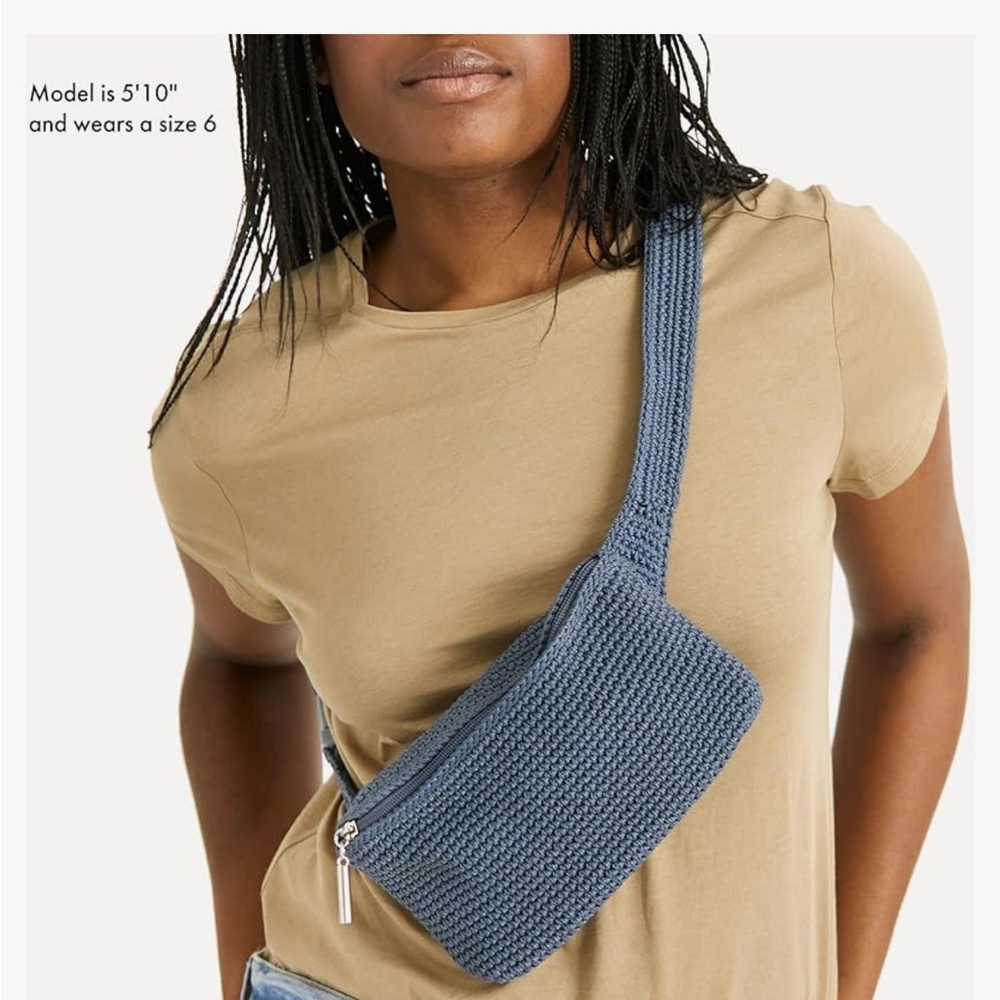 New In Bag The Sak Crochet Belt Bag in Maritime Blue